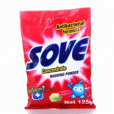 SOVE brand 125g*100bags washing powder laundry detergent powder hand washing detergent Guangzhou washing powder manufactor